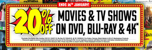 20% off DVD, Blu-Ray & 4K (Excludes Pre-Orders) + Delivery ($0 C&C/ in-Store) @ JB Hi-Fi