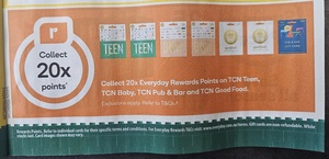 20x EDR Points on TCN Teen, Baby, Pub & Bar and Good Food Gift Cards (in-Store Only) @ Woolworths