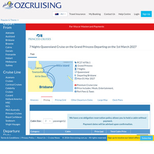 7 Nights Queensland Cruise on The Grand Princess Departing 1st March 2027 Quad Share - $568.40/Person (Inc $200 on-Board Credit)