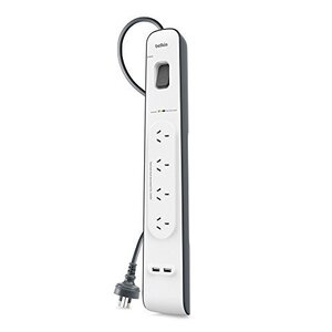 Belkin 4 Outlet Powerboard with 2 USB Ports 2.4a - $29.00 + Delivery ($0 with Prime/ $59) {Pricebeat for $27.55 @ Officeworks}