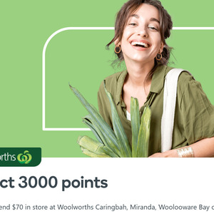Earn 3000 Bonus Everyday Rewards Points on $70 Spend in Store in One Transaction (Boost Required) @ Woolworths