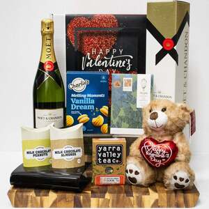 15% off Valentine's Hampers: Moet & Cute Bear Hamper $102 (Was $180) + $12.50 Delivery ($0 VIC C&C) @ Hamper World