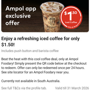 $1.50 Iced Coffee (Excludes SA) @ Ampol Foodary (Ampol App Required)