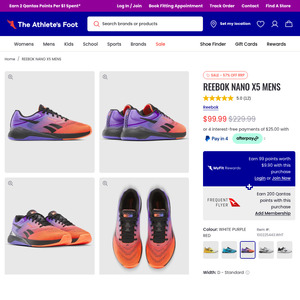 Reebok Nano X5 $99.99 + $15 Del ($0 C&C/$150 order) @ The Athlete's Foot