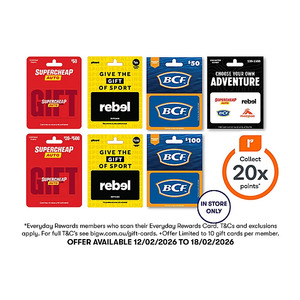 Collect 20x EDR Points on BCF, Rebel, Supercheap Auto and The Super (Includes Macpac) Gift Cards @ BIG W (In-Store Only) @ Big W