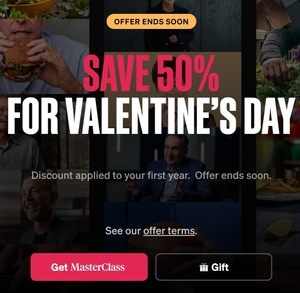 50% off MasterClass Annual Subscription: Standard $96, Plus (2 Devices) $144, Premium (6 Devices) $180 @ MasterClass