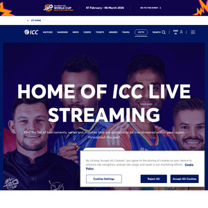 ICC Men's T20 World Cup 2026 Free Streaming (VPN Required) @ ICC