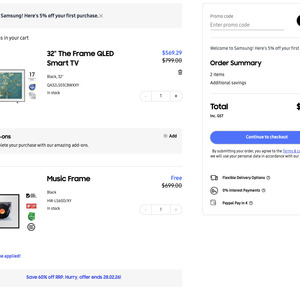 Free Samsung Music Frame (RRP $699) with TVs eg 77" OLED S85FA + Music Frame $2611.98@Samsung Government Store