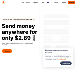 Bonus $20 Remittance When You Money Transfer $50 or More (New Customers Only) @ Ria Money Transfer