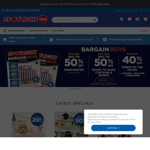 40% off Any Full Priced Item (VIP Club Required) + Del ($0 C&C) @ Spotlight