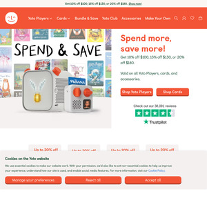 10% off $100, 15% off $130, 20% off $180 @ Yoto