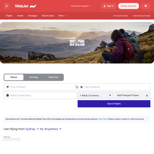 Upto $125 off Flights to New Zealand | Ex: SYD to ZQN OW from $140, SYD to AKL OW from $149 @ Webjet