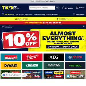 10% off Sitewide (Exclusions Apply) @ Tool Kit Depot