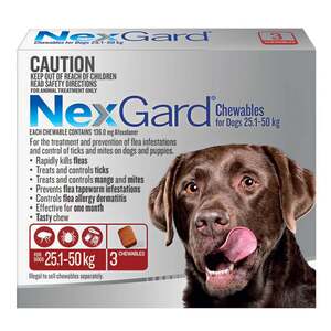 42% off NexGard Chewables for Large Dogs 25.1-50kg - 6 Chewables $77.16 + Delivery ($0 SYD C&C/ with $200 Order) @ Peek-a-Paw