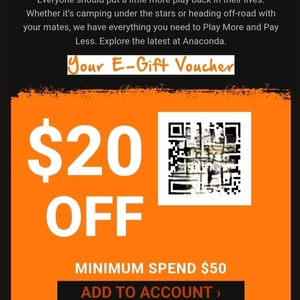 $20 off $50 Spend @ Anaconda