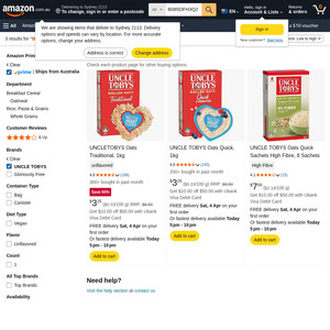 Uncle Tobys Quick or Traditional Oats 1kg $3.25 ($2.93 Sub & Save) + Delivery ($0 with Prime/ $59 Spend) @ Amazon AU