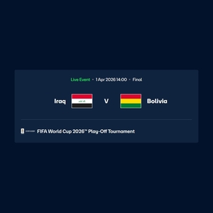 FIFA World Cup 2026 Qualification Match Iraq V Bolivia Free Streaming @ FIFA+