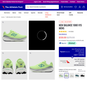 New Balance 1080 V15  @ Athletes Foot - Deal image