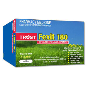 Trust Fexit 180, Fexofenadine, Allergy Relief Medication 100 Tablets $19.79, 400 Tablets $65.99 Delivered @ PharmacySavings