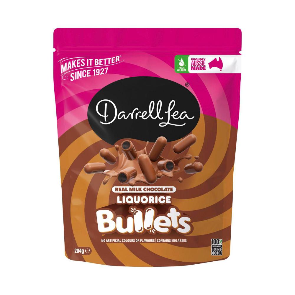 Darrell Lea Milk Chocolate Liquorice Bullets | 204g