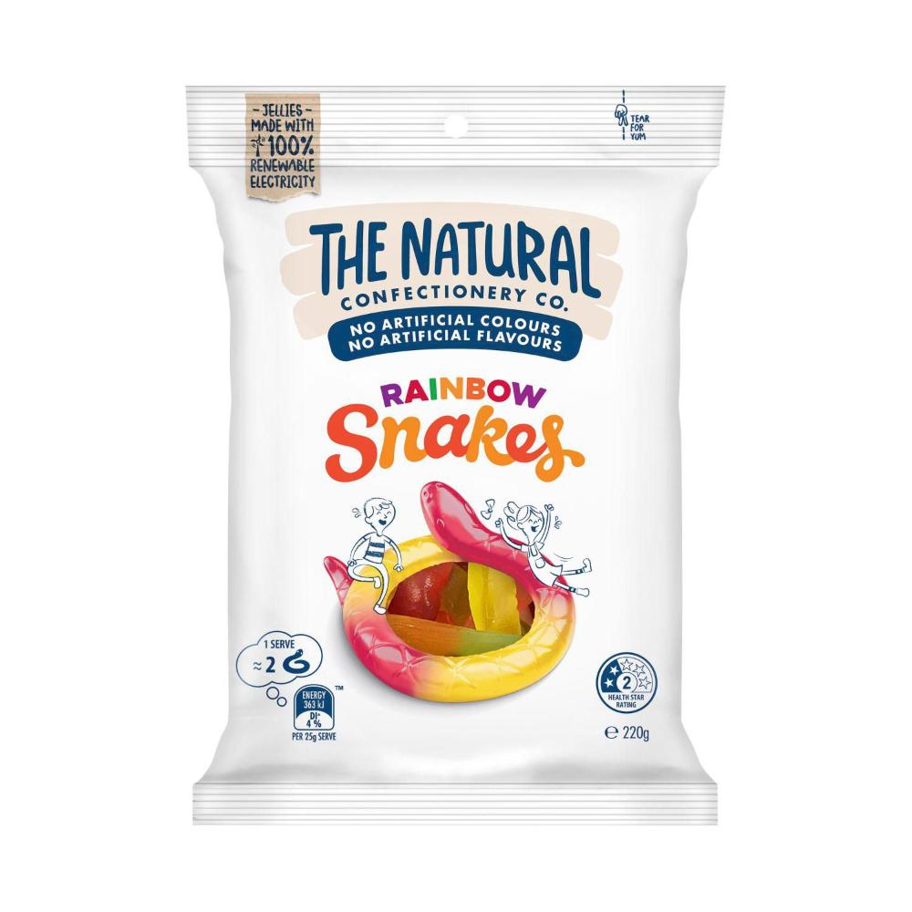 The Natural Confectionery Co. Rainbow Snakes Lollies | 220g