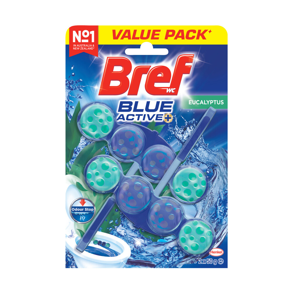 Bref Blue Active Toilet Cleaner Rim Block Eucalyptus 2x50g | 100g