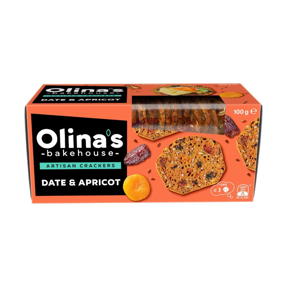 Olina's Bakehouse Artisan Crackers Date & Apricot | 100g