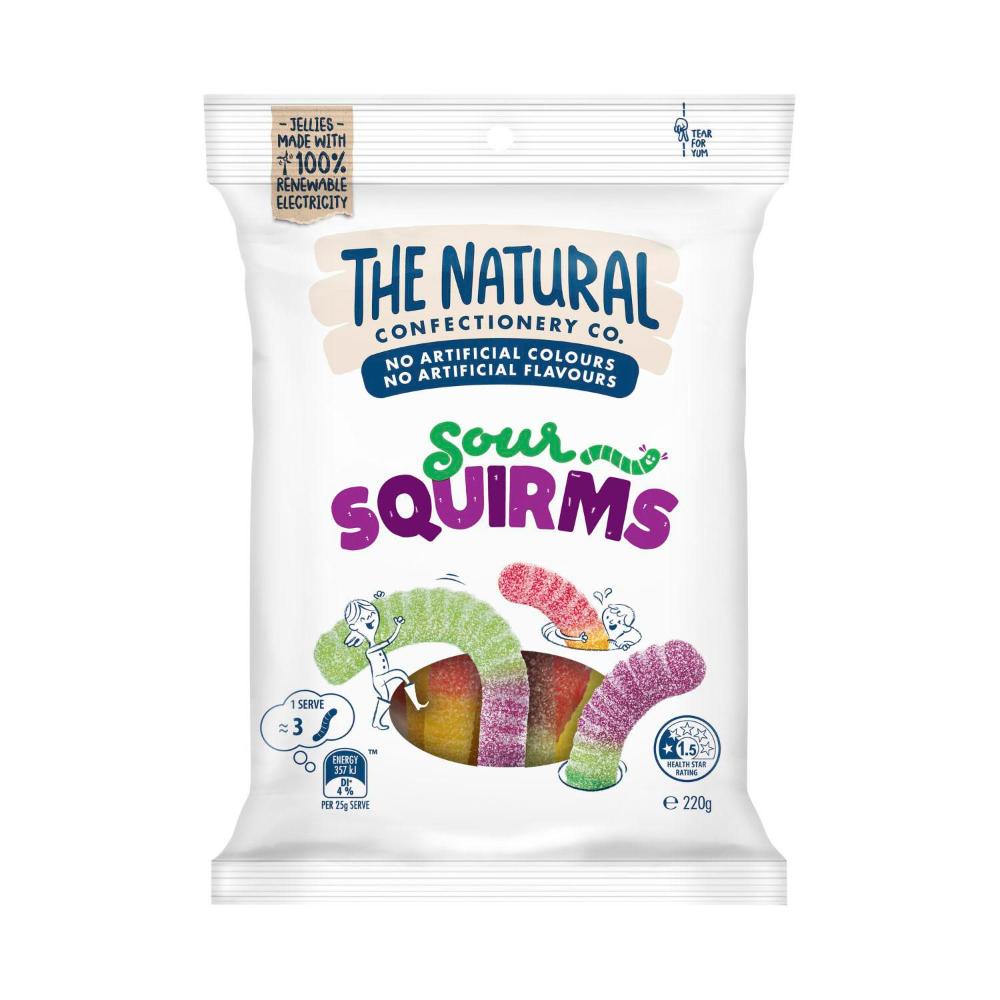 The Natural Confectionery Co. Sour Squirms Lollies | 220g