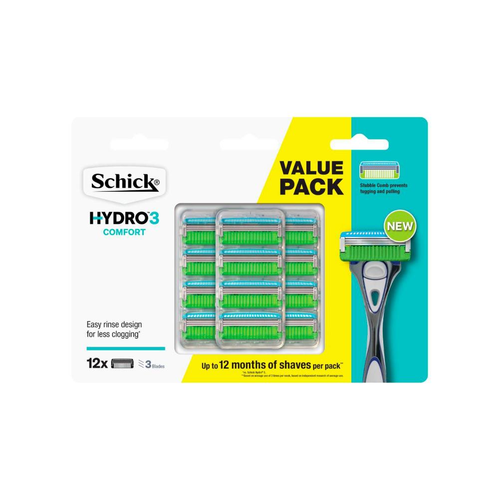 Schick Hydro 3 Comfort Razors Value Pack | 12 Pack