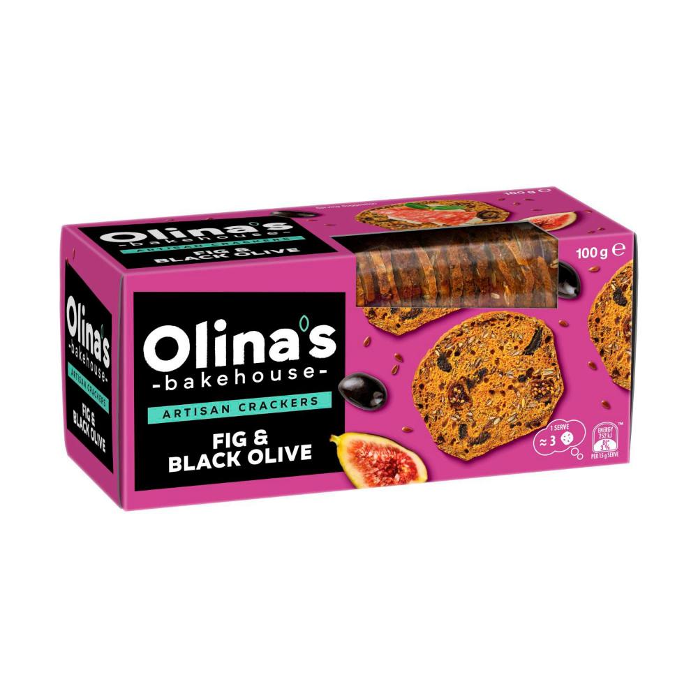 Olina's Bakehouse Artisan Crackers Fig & Black Olive | 100g