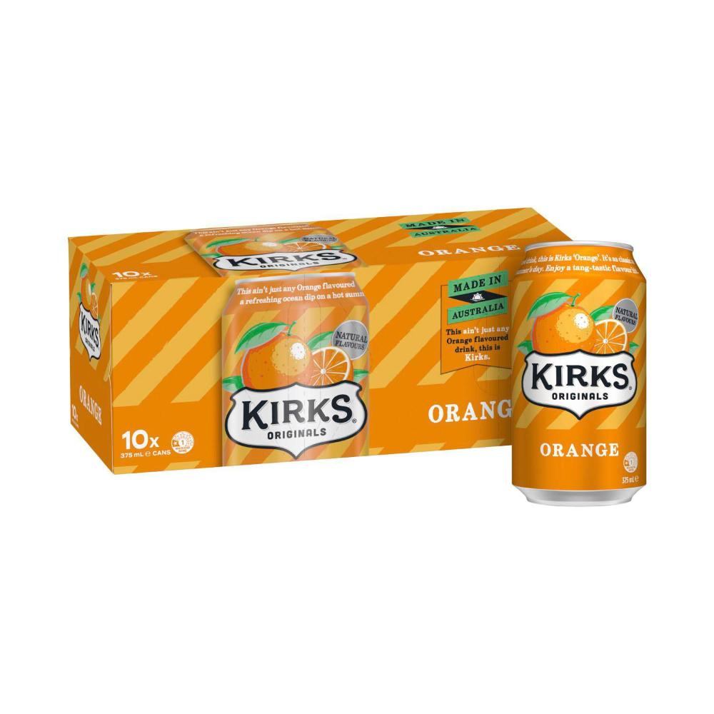 Kirks Soft Drink Orange Cans 10x375ml | 10 pack