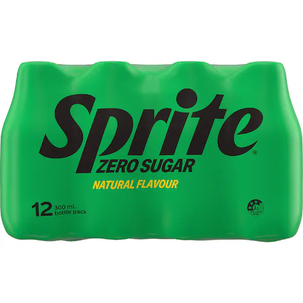 Sprite Zero Sugar Lemonade Soft Drink Mini Bottles 300mL x 12 pack