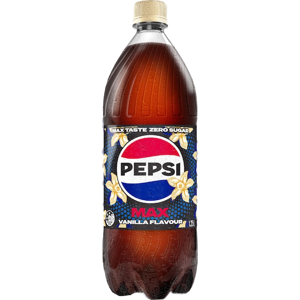 Pepsi Max No Sugar Cola Vanilla Soft Drink Bottle 1.25L