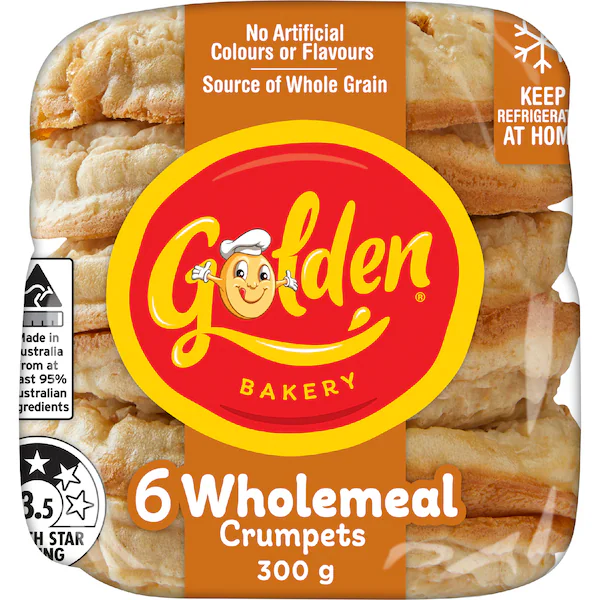 Golden Crumpets Round Wholemeal 6 pack