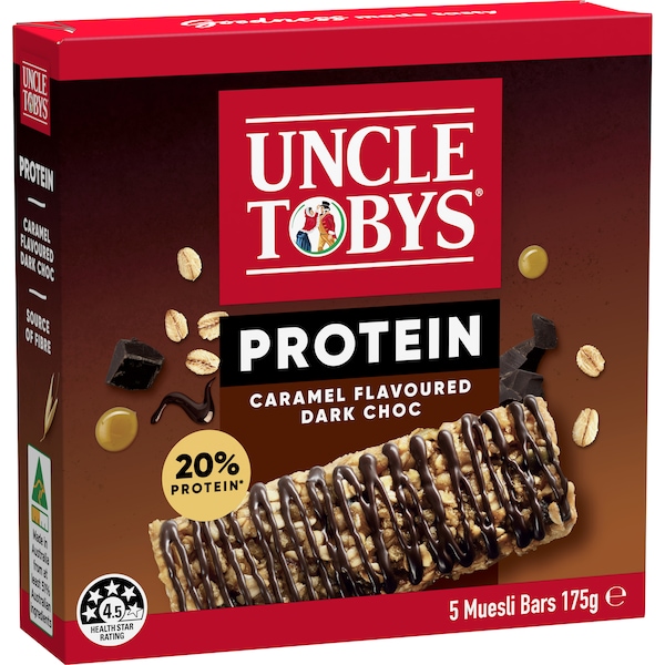 Uncle Tobys Protein Caramel Flavour Dark Choc Muesli Bars 5 pack