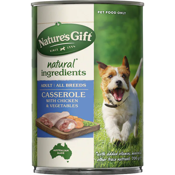 Nature's Gift Adult Wet Dog Food Tin Chicken Casserole 700g
