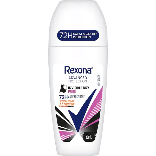 Rexona Women Advanced 72hr Deodorant Roll On Invisible Pure 50mL