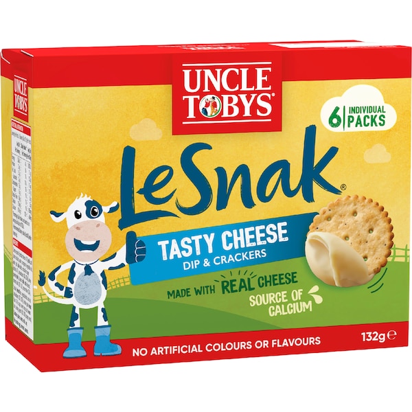 Uncle Tobys Le Snak Tasty Cheese Dip & Crackers 6 pack