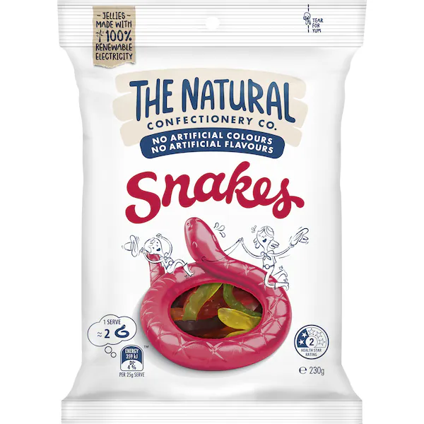 The Natural Confectionery Co. Snakes Lollies 230g