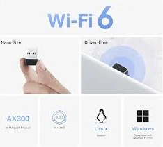 Mercusys AX300 Nano Wireless USB Adapter, Wi-Fi 6, Lower Latency Gameplay, WPA Security, MU-MIMO, OFDMA, Pre-Loaded Driver, Nano-Size, Easy Setup & Flexible Desgin, Wide Compatibility(MA14N)
