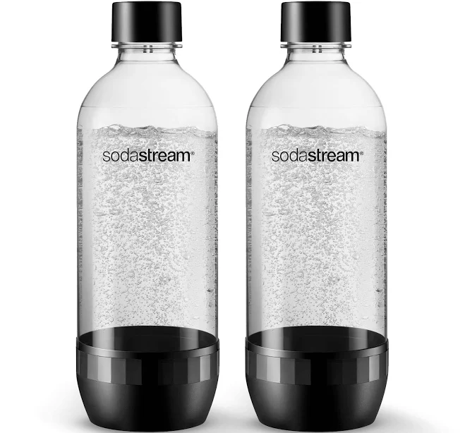 Sodastream 1l Dishwasher Safe Carbonating Bottles - Black (Twin Pack)