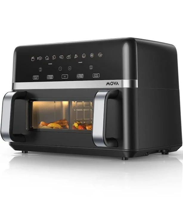 MOVA FD20s Pro Air Fryer with 10L FlexZone Basket, SyncFinish Dishes, 360° Hot Poly-Air, Large Viewing Window, 2200W Ultra-High Power, Ceramic Coating and Metal Interior, 10 Preset Recipes