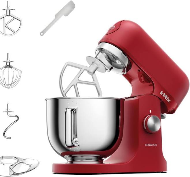 Kenwood kMix Bold Red KMX751AWH, Stand Mixer with 5L Stainless Steel Bowl, Safe-Use Safety System, Metal Casing, incl. 3-Piece Patisserie Set and Splash Guard, 1000W, Red