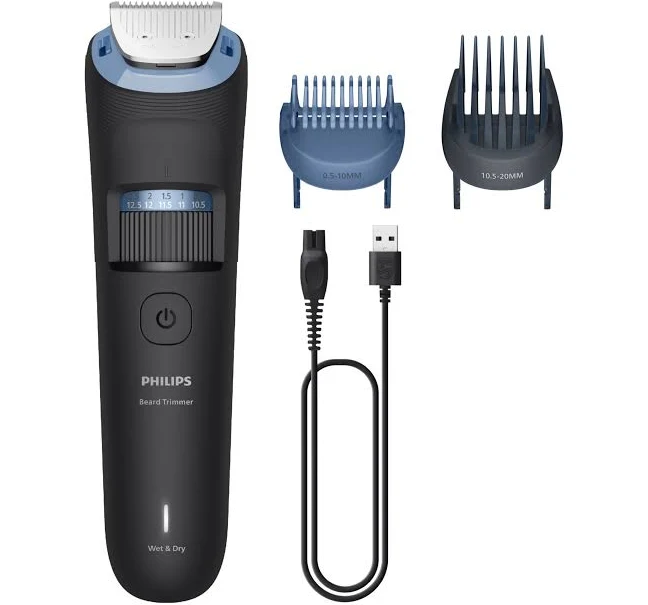 Philips Multigroom 3000 Series All-in-One 7-Piece Trimmer - Shaver and Clipper for Face & Head, Self-sharpening Skin-friendly Blades, 10 Length Settings, Model MG3930/15