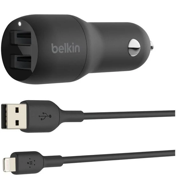 Belkin Dual 24W Car Charger and Lightning Cable