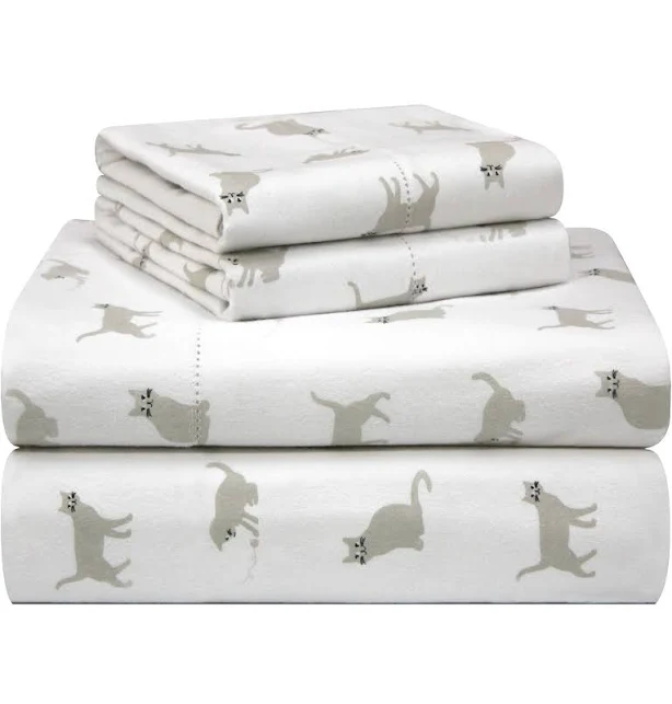 Pointehaven 180 GSM Velvet Feel Luxury 100% Cotton Printed Flannel Sheet Set, Queen, Stars - Warm &amp; Cozy - Pre-Shrunk -Deep Pockets - Elastic All Around-Comfy Double Brushed -