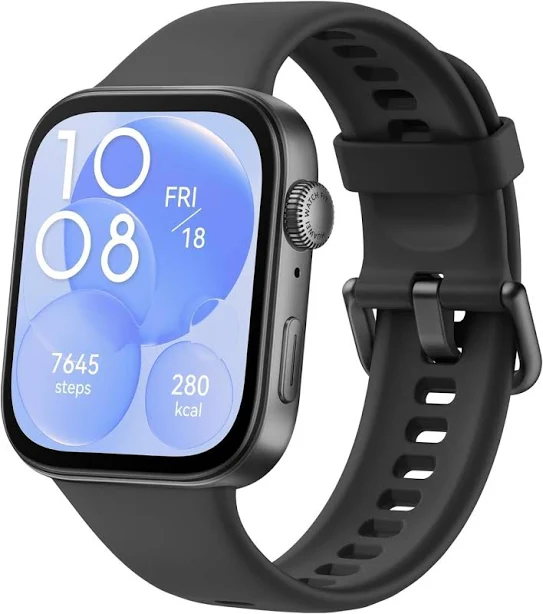 Huawei Fit 3 Black Aluminum Case Fitness SmartWatch (Black Fluoroelastomer Strap)