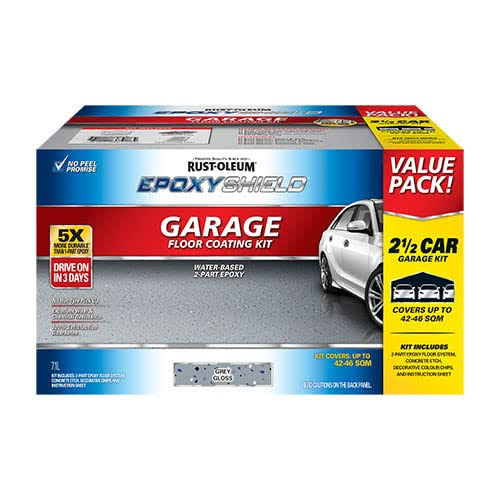 Rust-Oleum Epoxyshield Garage Floor Kit 7.1L – Gloss Grey, Durable & Crack-Resistant, Ideal for Indoor Garage Floors, Showroom-Quality Finish, Easy One-Coat Application, Protects Against Wear & Tear