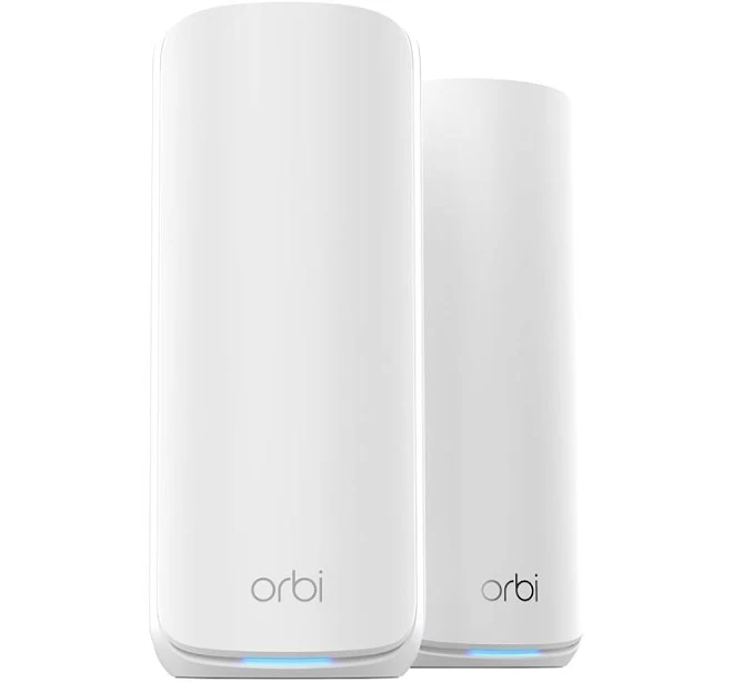 NETGEAR Orbi 870 Series Tri-Band WiFi 7 Gaming Mesh System (RBE872) - Router + 1 Satellite Extender, Added Security, Up to 21 Gbps, Covers Up to 400 sq. m., 150 Devices, 10 Gig Internet Port, BE21000
