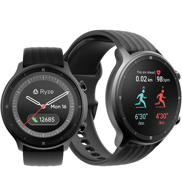 Ryze Flex Smartwatch Dark Grey - Black Strap